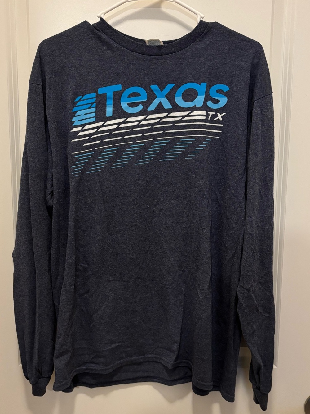 Men's Long-Sleeve Texas Graphic Tee - Black with Blue Print